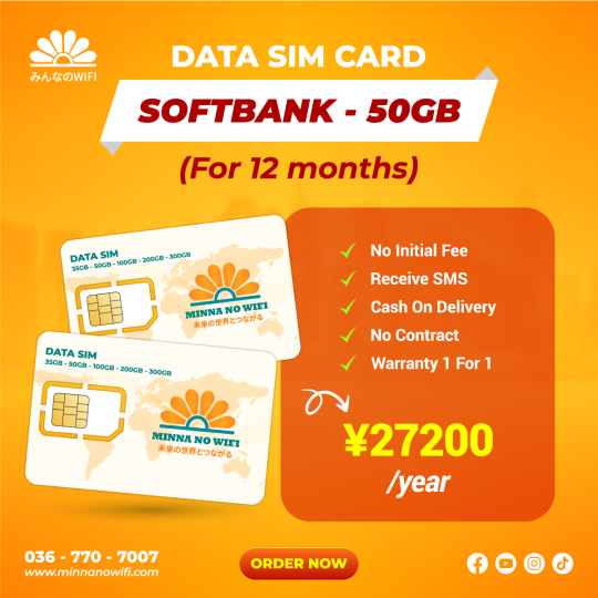 Data Sim For 12 Months: Softbank - 50GB