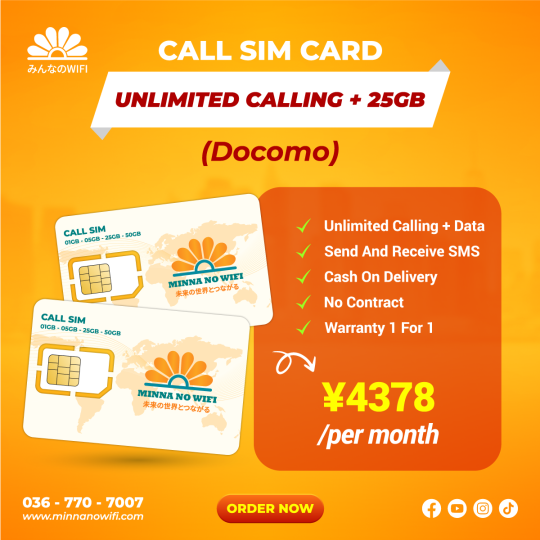 Call Sim Card: Docomo - Unlimited Calling + 25GB
